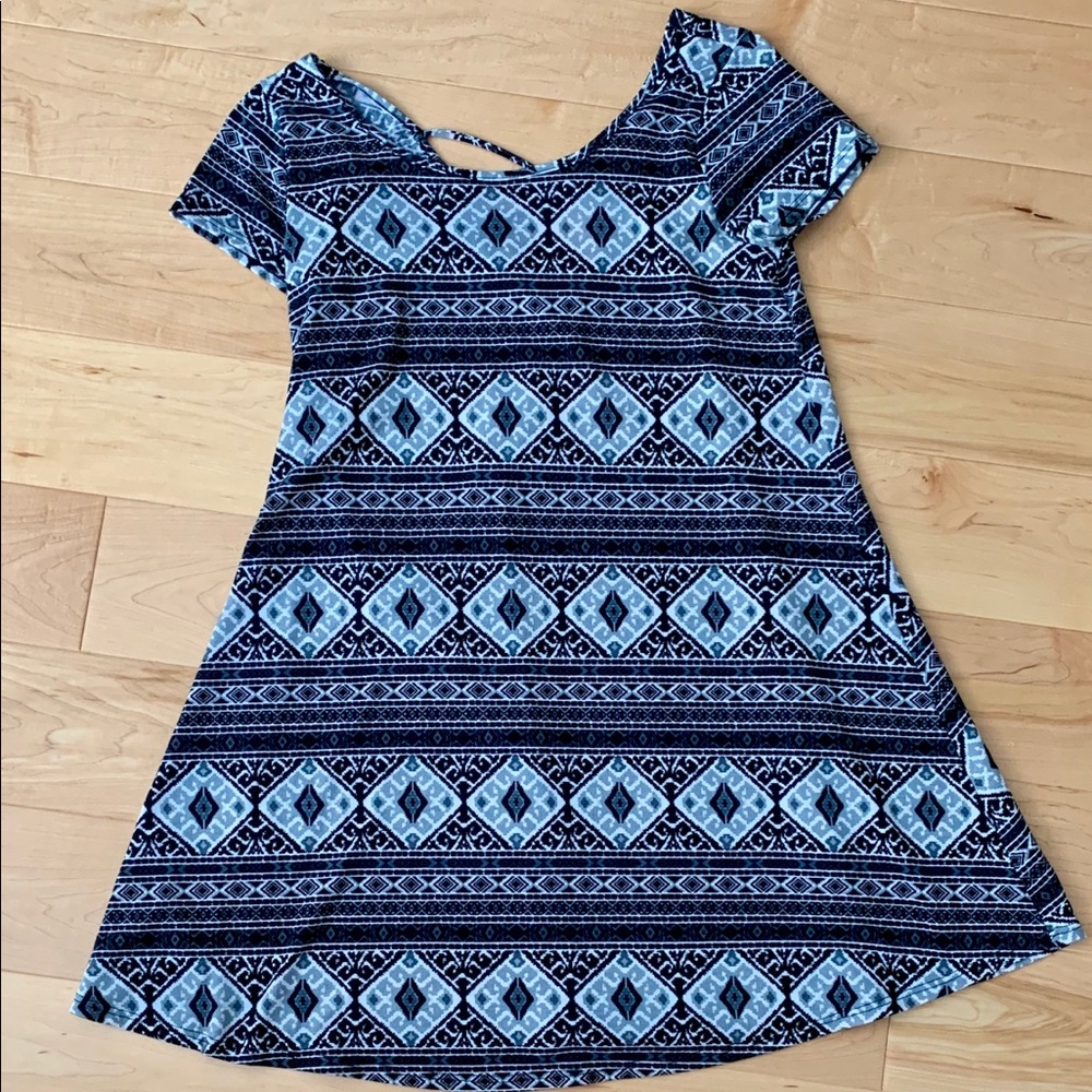 Socialite Grey/Black Patterned Skater Dress